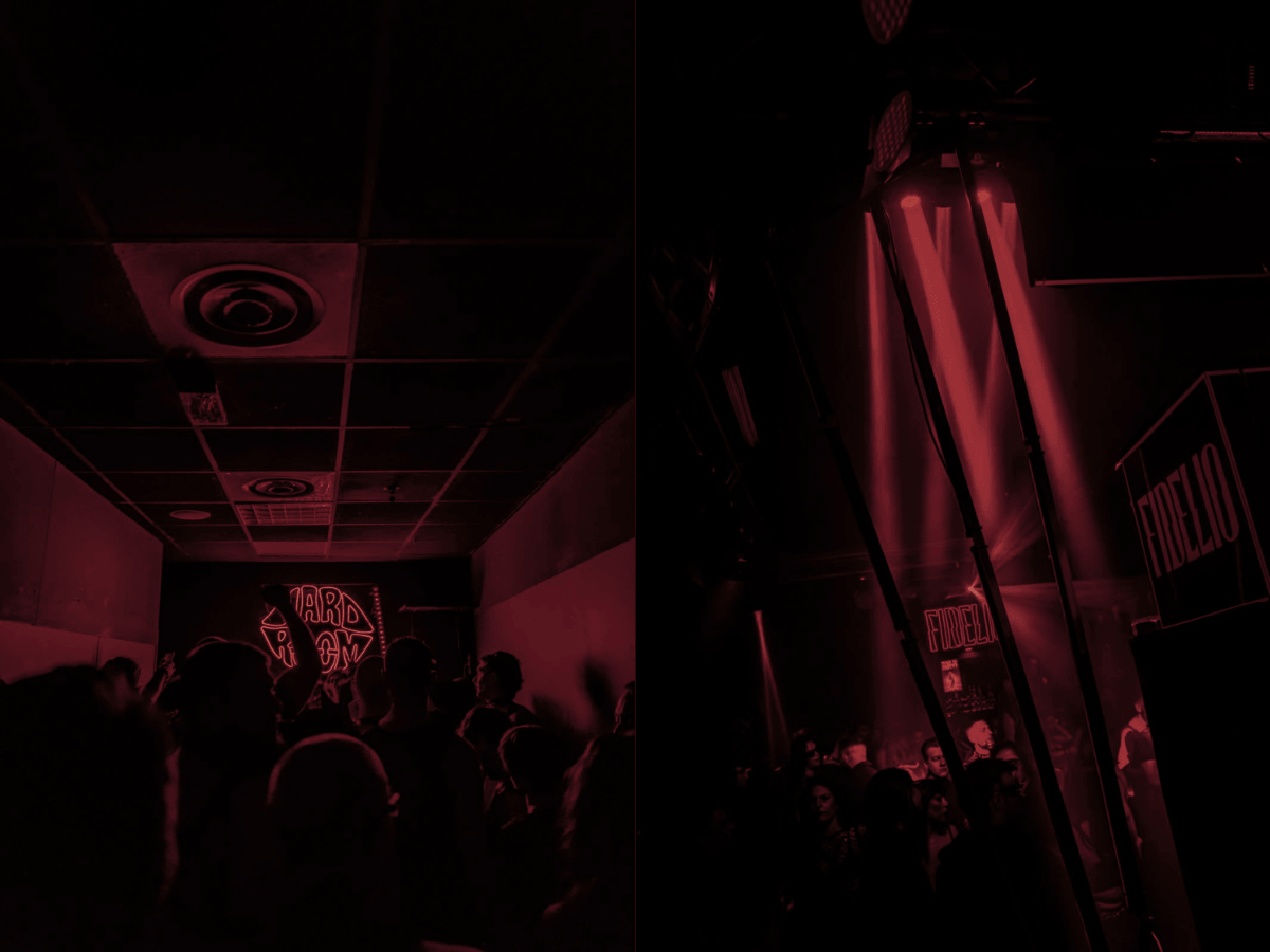 Ambiente nocturno de Fidelio Off Week Barcelona con moda alternativa, estética provocadora y cultura club contemporánea.
