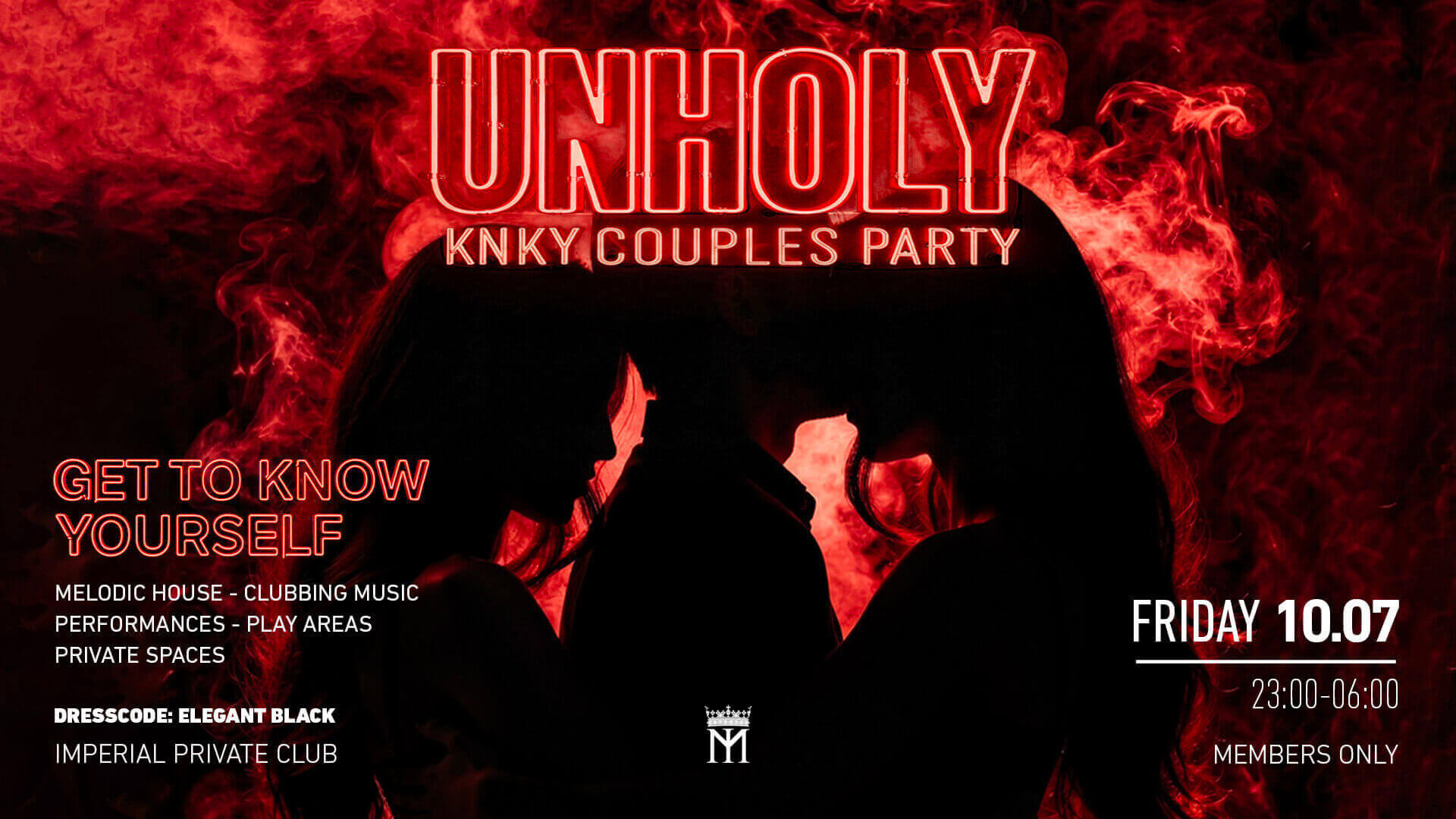 Flyer de Unholy Kinky Couples, evento para parejas dentro de la comunidad kinky en Barcelona