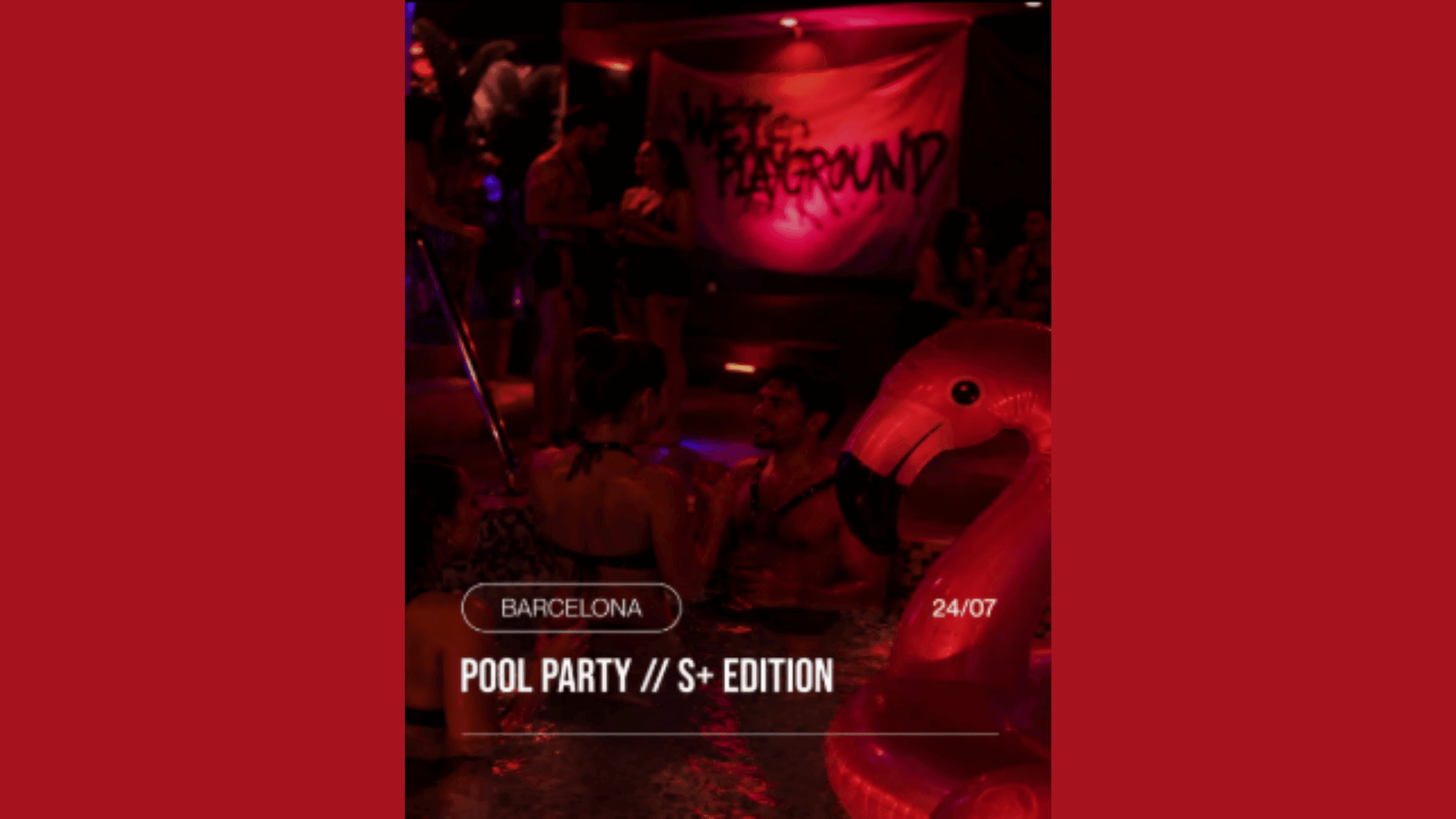 Flyer de una sex positive pool party en Barcelona