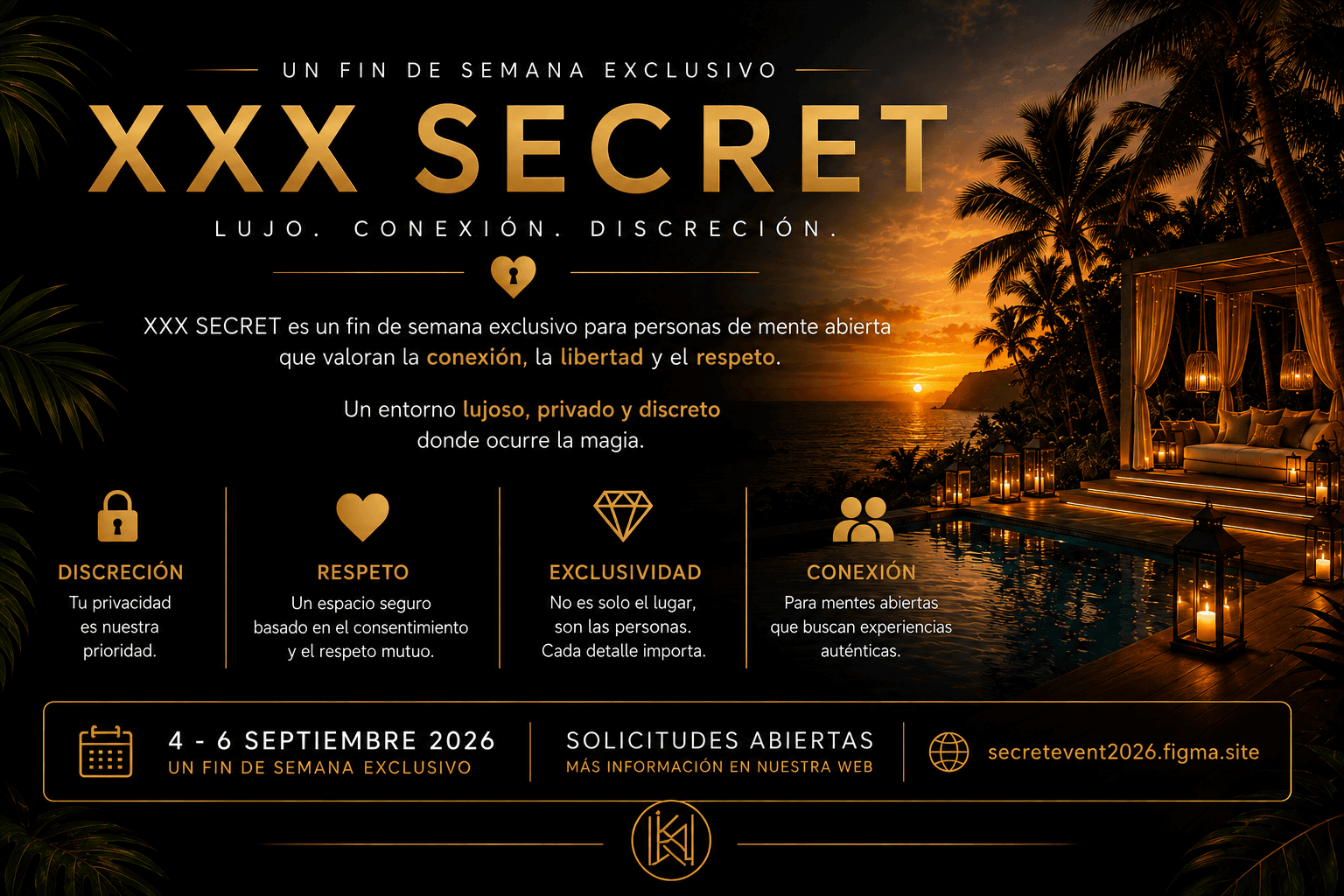 Flyer de XXX Secret, evento exclusivo para la comunidad sex positive en Barcelona