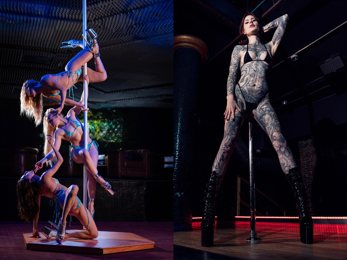 Bailarinas de pole dance con tacones en el escenario de la Batalla de Tacones, Barcelona